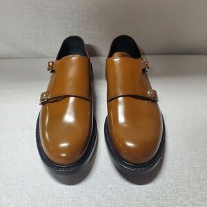 CALVIN KLEIN 205W39NYC Size 10 M Brown Leather Double Monk Strap Loafers